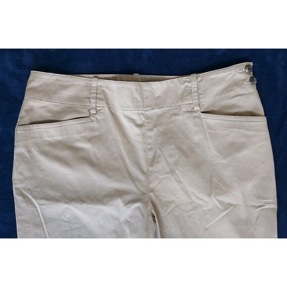 Ladies Ralph Lauren Premium Khaki Tan Straight Mid Rise Side Zip Pants Size 8 - Picture 2 of 9